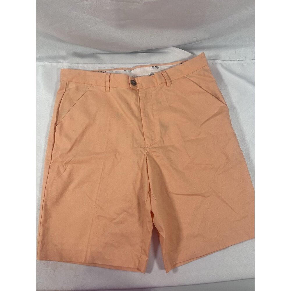 Royal & Awesome Mens Golf Shorts 36 Peach Color Chino Flat Front